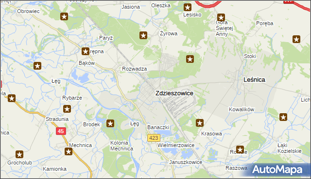 mapa Zdzieszowice, Zdzieszowice na mapie Targeo