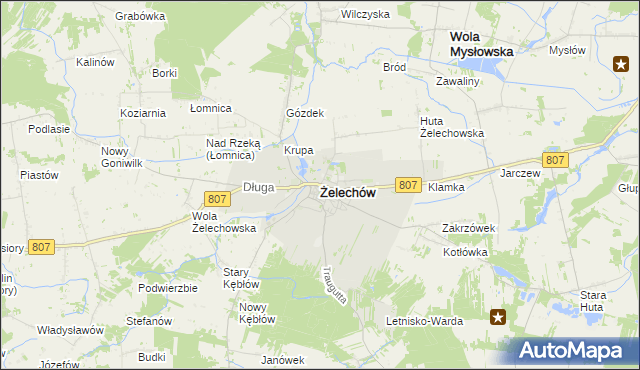 mapa Żelechów powiat garwoliński, Żelechów powiat garwoliński na mapie Targeo
