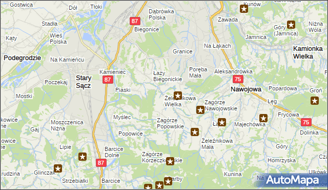 mapa Żeleźnikowa Wielka, Żeleźnikowa Wielka na mapie Targeo