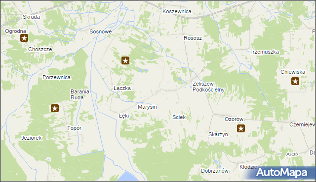 mapa Żeliszew Duży, Żeliszew Duży na mapie Targeo