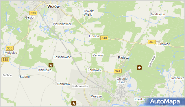 mapa Żerków gmina Brzeg Dolny, Żerków gmina Brzeg Dolny na mapie Targeo