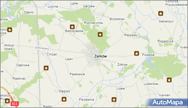 mapa Żerków powiat jarociński, Żerków powiat jarociński na mapie Targeo