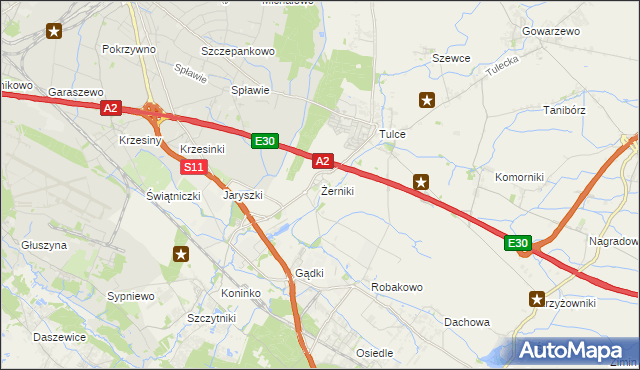 mapa Żerniki gmina Kórnik, Żerniki gmina Kórnik na mapie Targeo