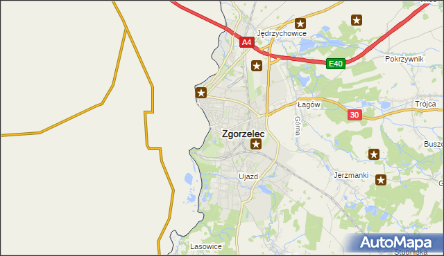 mapa Zgorzelec, Zgorzelec na mapie Targeo