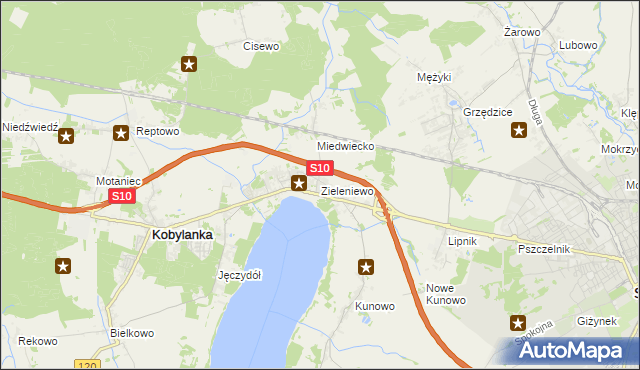 mapa Zieleniewo gmina Kobylanka, Zieleniewo gmina Kobylanka na mapie Targeo