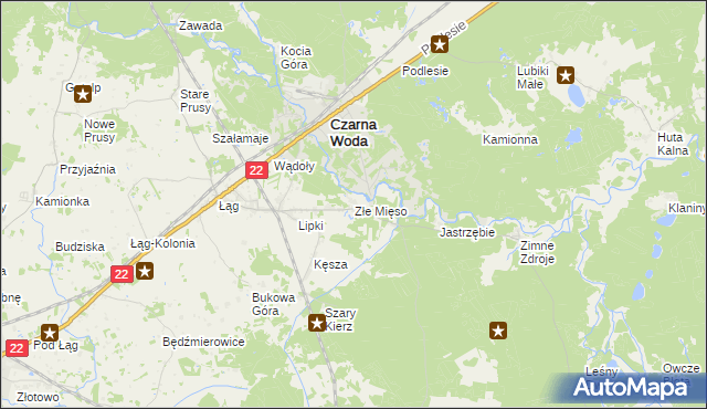 mapa Złe Mięso, Złe Mięso na mapie Targeo