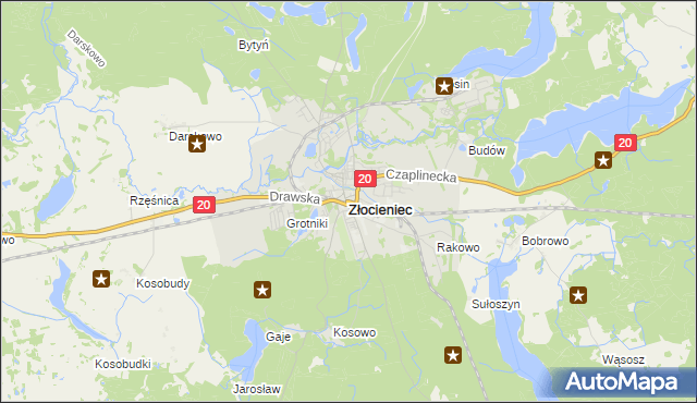 mapa Złocieniec, Złocieniec na mapie Targeo