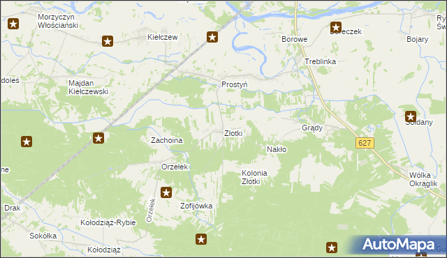 mapa Złotki gmina Sadowne, Złotki gmina Sadowne na mapie Targeo