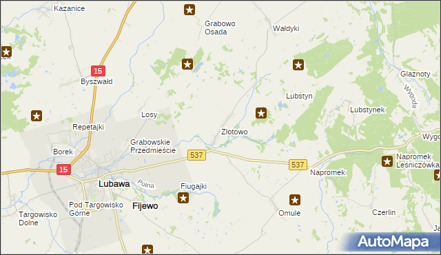 mapa Złotowo gmina Lubawa, Złotowo gmina Lubawa na mapie Targeo