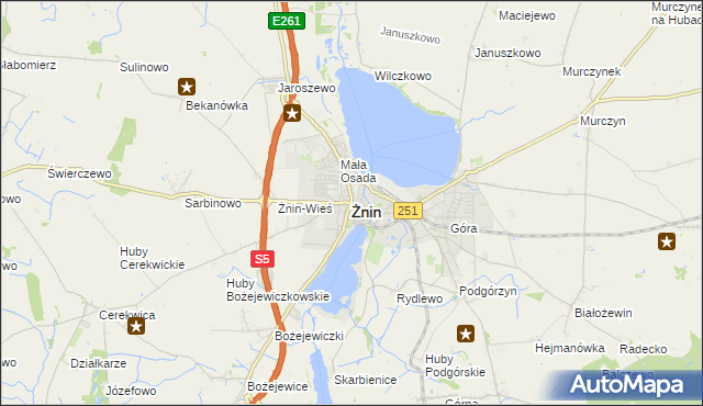 mapa Żnin, Żnin na mapie Targeo