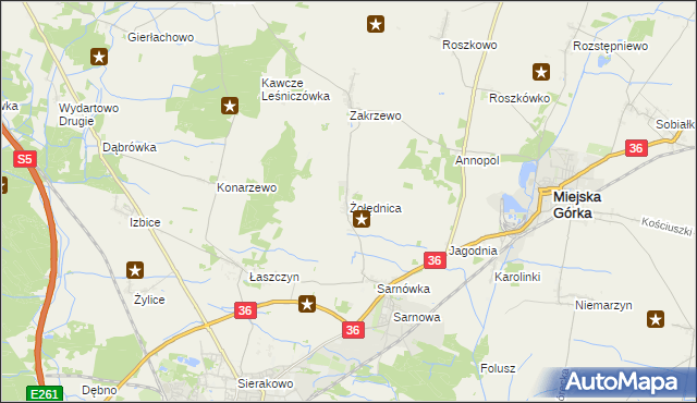 mapa Żołędnica, Żołędnica na mapie Targeo