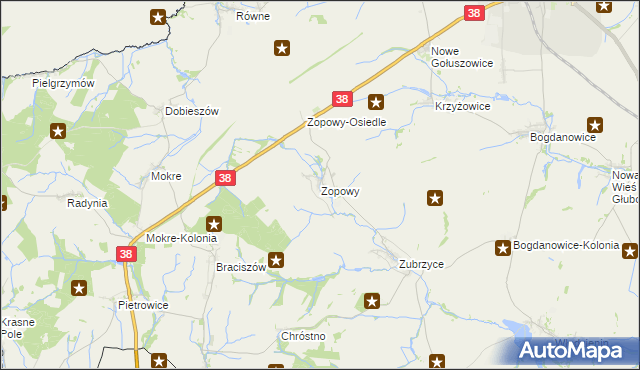 mapa Zopowy, Zopowy na mapie Targeo