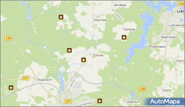 mapa Żubrów, Żubrów na mapie Targeo