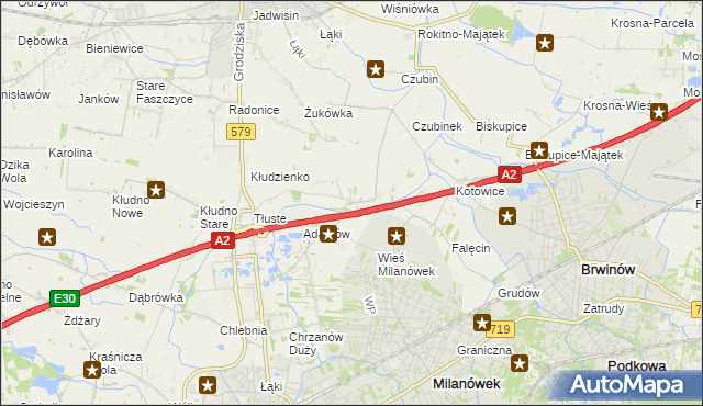 mapa Żuków gmina Grodzisk Mazowiecki, Żuków gmina Grodzisk Mazowiecki na mapie Targeo