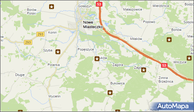 mapa Żuków gmina Nowe Miasteczko, Żuków gmina Nowe Miasteczko na mapie Targeo
