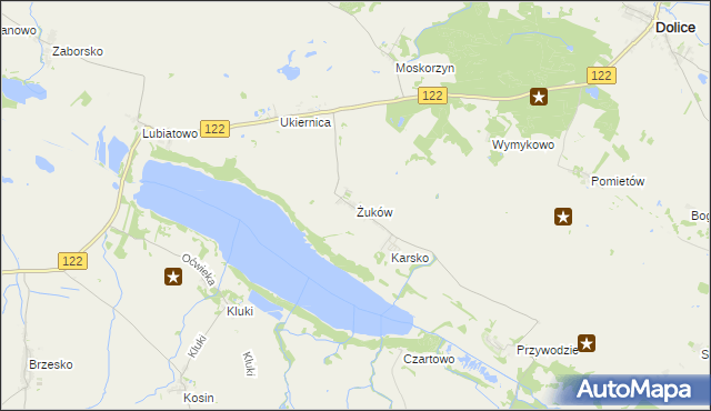 mapa Żuków gmina Przelewice, Żuków gmina Przelewice na mapie Targeo