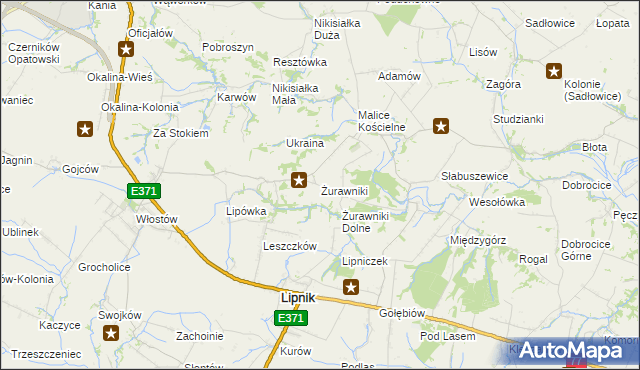 mapa Żurawniki gmina Lipnik, Żurawniki gmina Lipnik na mapie Targeo