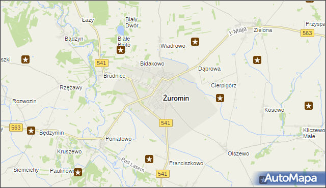 mapa Żuromin, Żuromin na mapie Targeo