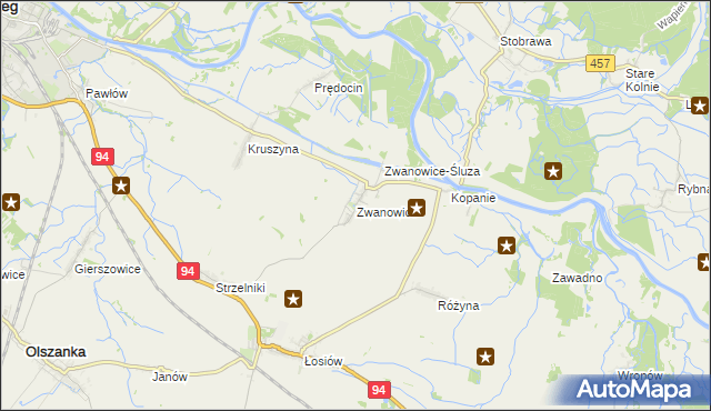 mapa Zwanowice gmina Skarbimierz, Zwanowice gmina Skarbimierz na mapie Targeo