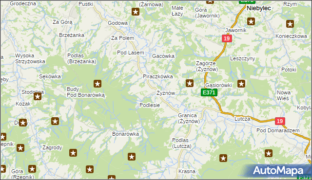 mapa Żyznów gmina Strzyżów, Żyznów gmina Strzyżów na mapie Targeo