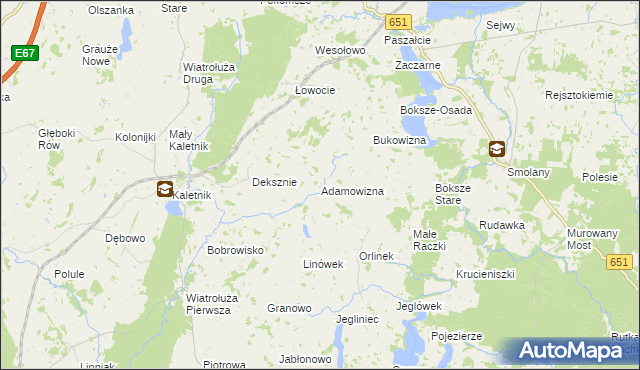 mapa Adamowizna gmina Szypliszki, Adamowizna gmina Szypliszki na mapie Targeo