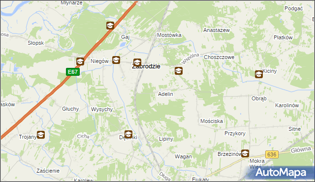 mapa Adelin gmina Zabrodzie, Adelin gmina Zabrodzie na mapie Targeo
