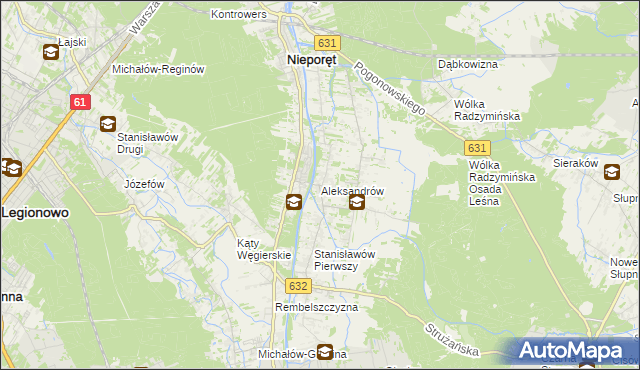mapa Aleksandrów gmina Nieporęt, Aleksandrów gmina Nieporęt na mapie Targeo