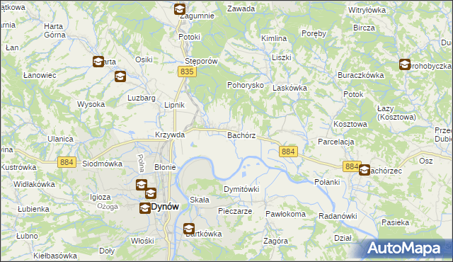 mapa Bachórz gmina Dynów, Bachórz gmina Dynów na mapie Targeo