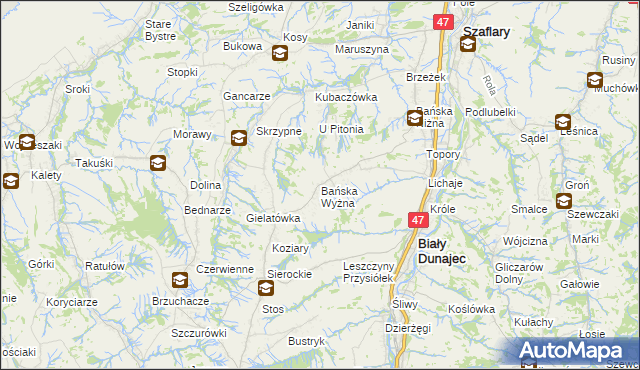 mapa Bańska Wyżna, Bańska Wyżna na mapie Targeo