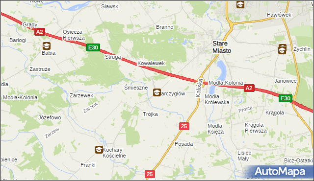 mapa Barczygłów, Barczygłów na mapie Targeo