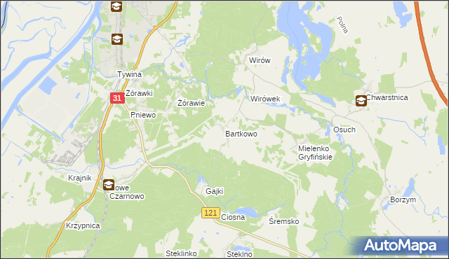 mapa Bartkowo, Bartkowo na mapie Targeo
