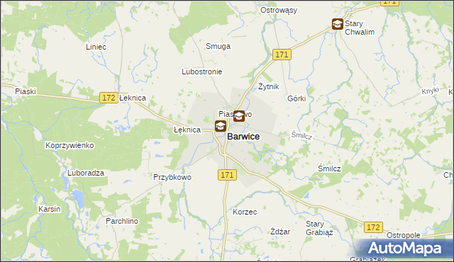 mapa Barwice, Barwice na mapie Targeo