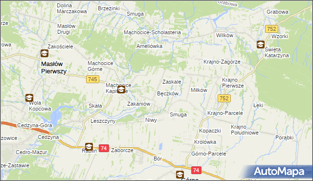 mapa Bęczków, Bęczków na mapie Targeo