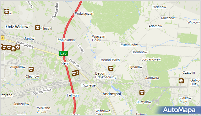 mapa Bedoń-Wieś, Bedoń-Wieś na mapie Targeo