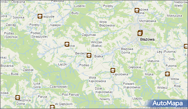 mapa Białka gmina Błażowa, Białka gmina Błażowa na mapie Targeo