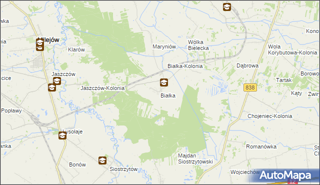 mapa Białka gmina Milejów, Białka gmina Milejów na mapie Targeo