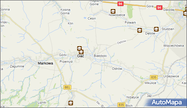 mapa Białoboki, Białoboki na mapie Targeo