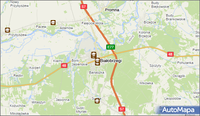 mapa Białobrzegi, Białobrzegi na mapie Targeo