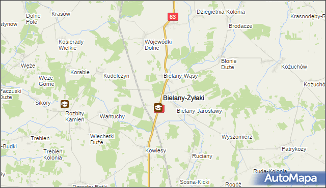 mapa Bielany-Żyłaki, Bielany-Żyłaki na mapie Targeo