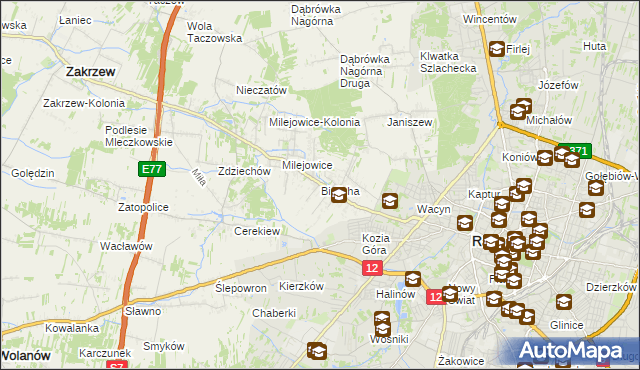 mapa Bielicha, Bielicha na mapie Targeo