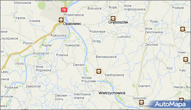 mapa Bieniaszowice, Bieniaszowice na mapie Targeo