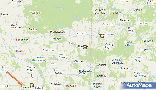 mapa Bierwce, Bierwce na mapie Targeo