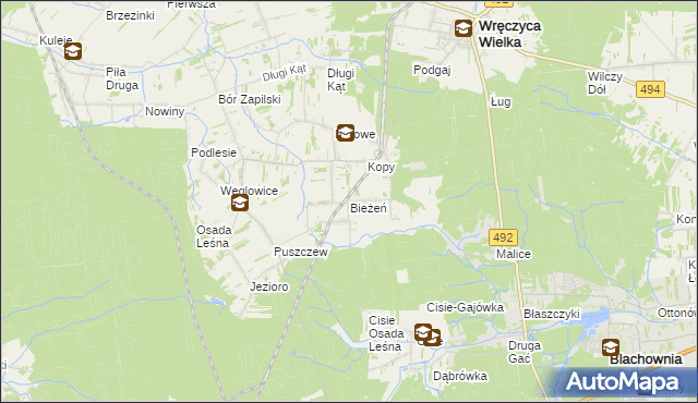 mapa Bieżeń, Bieżeń na mapie Targeo