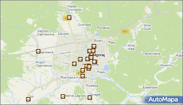 mapa Biłgoraj, Biłgoraj na mapie Targeo