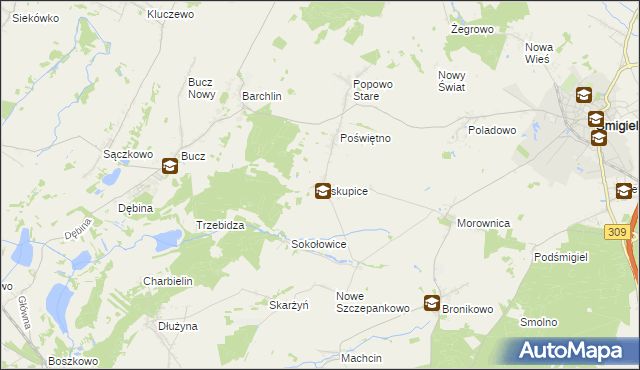 mapa Biskupice gmina Przemęt, Biskupice gmina Przemęt na mapie Targeo