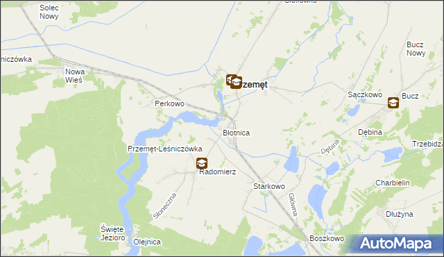 mapa Błotnica gmina Przemęt, Błotnica gmina Przemęt na mapie Targeo