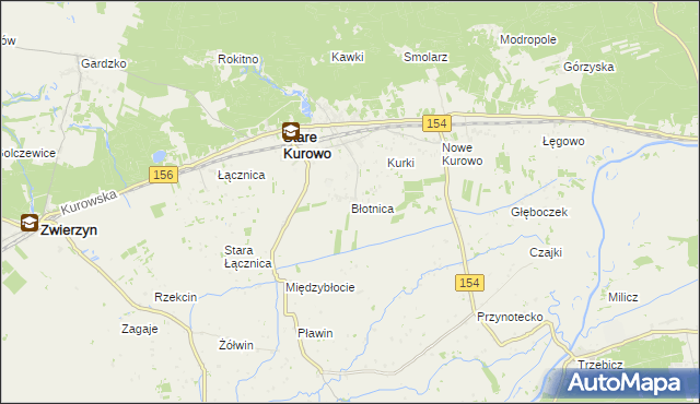 mapa Błotnica gmina Stare Kurowo, Błotnica gmina Stare Kurowo na mapie Targeo