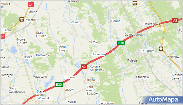 mapa Bobiecko, Bobiecko na mapie Targeo