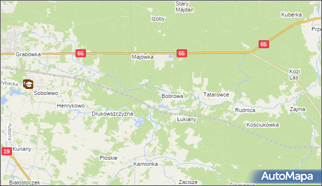 mapa Bobrowa gmina Zabłudów, Bobrowa gmina Zabłudów na mapie Targeo