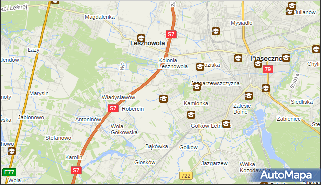 mapa Bobrowiec gmina Piaseczno, Bobrowiec gmina Piaseczno na mapie Targeo